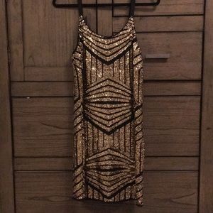 Black and Gold Sequin Soprano Cocktail Dress